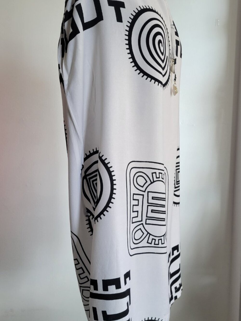 AS*HRO-Bohemian White Elasticized Long Skirt w/Side Pockets & Ethnic Prints- XXL - Picture 6 of 8